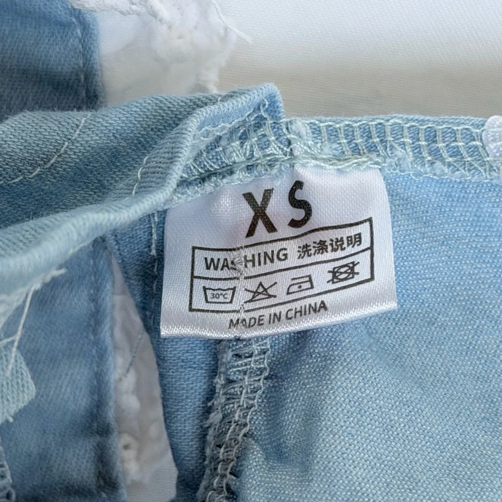 Light Blue Denim Strawberry Dog Dress with D-Ring